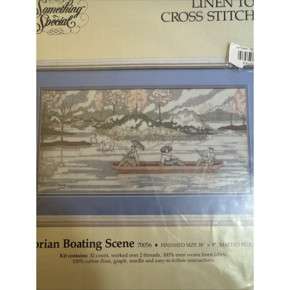 VTG Cross Stitch Embroidery Craft Kit Victorian‎ Boating Scene-Something Special - Picture 5 of 5